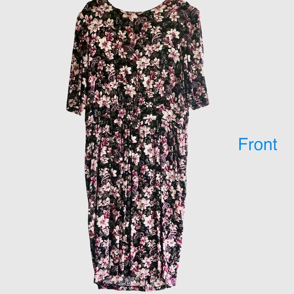 Ms. Basia California Vintage burgandy wine colored floral midi dress Size 18 - Picture 3 of 13